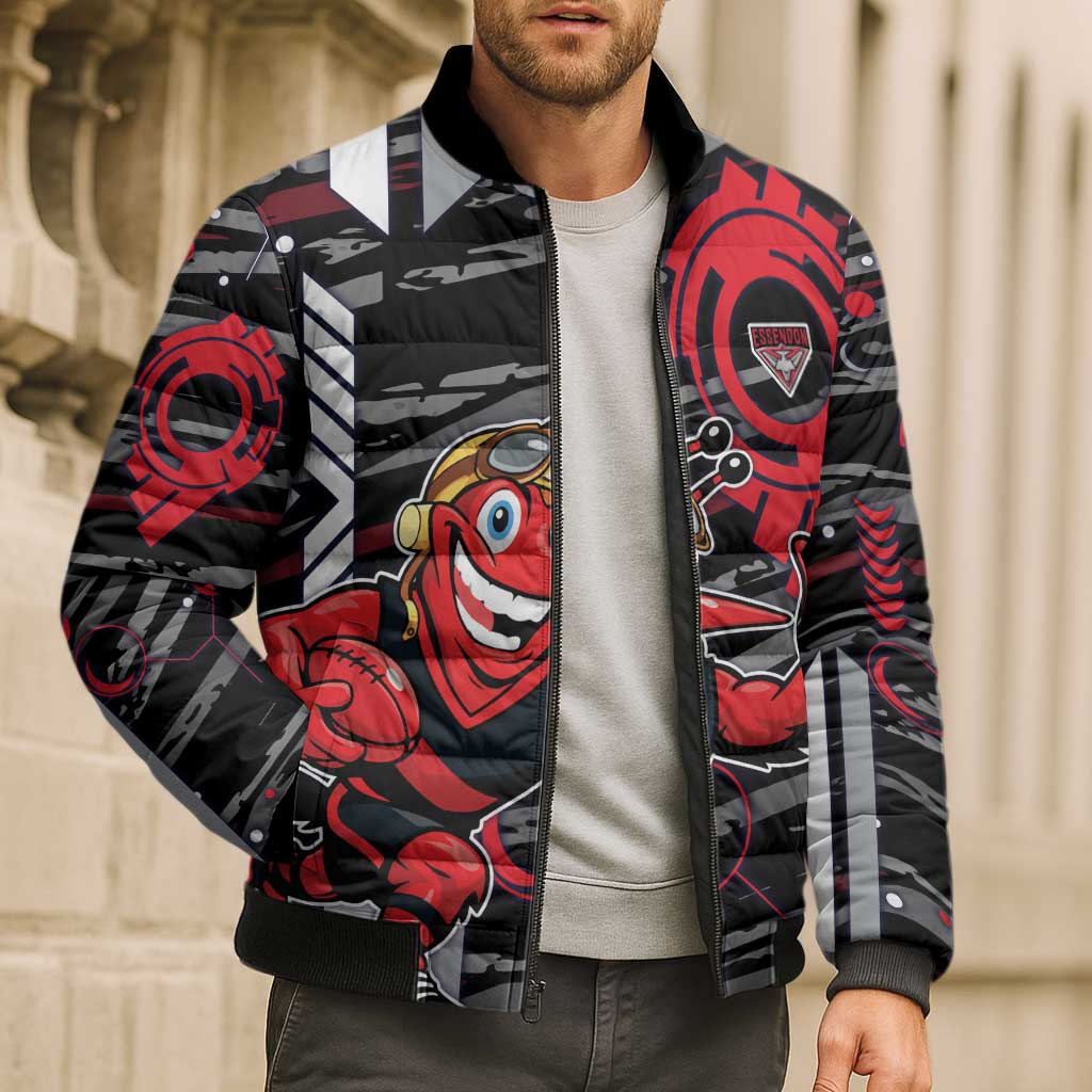 Essendon Football Club Bomber Puffer Jacket Mascot Cartoon Football Illustration Style