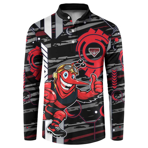 Essendon Football Club Button Sweatshirt Mascot Cartoon Football Illustration Style