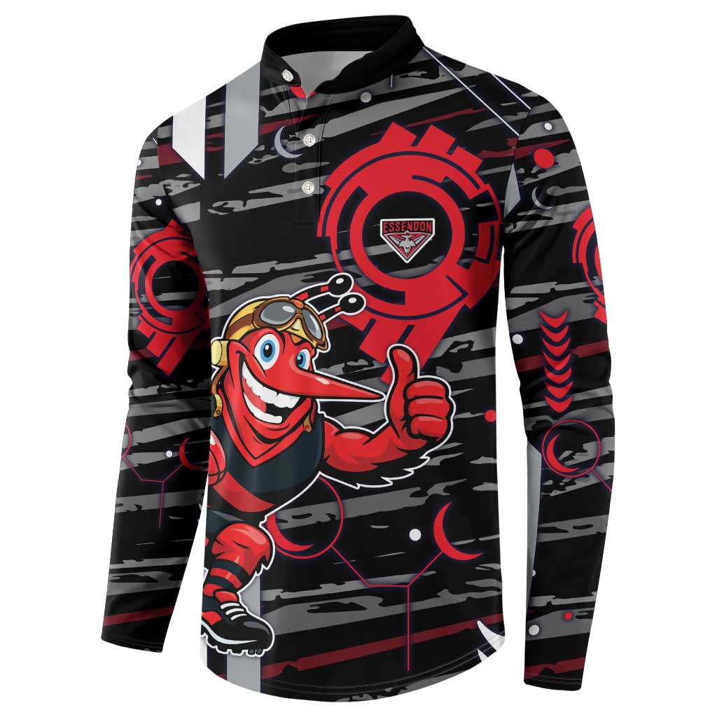 Essendon Football Club Button Sweatshirt Mascot Cartoon Football Illustration Style