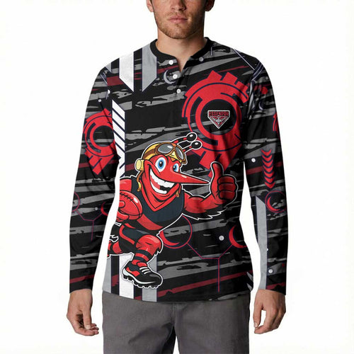 Essendon Football Club Button Sweatshirt Mascot Cartoon Football Illustration Style
