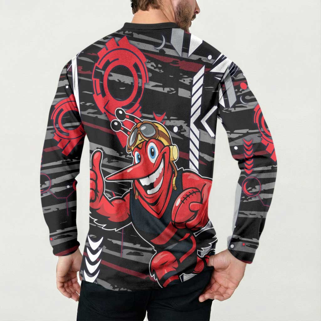 Essendon Football Club Button Sweatshirt Mascot Cartoon Football Illustration Style