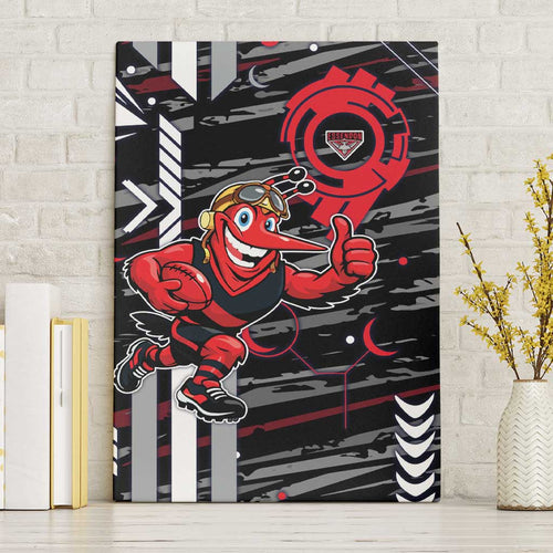 Essendon Football Club Canvas Wall Art Mascot Cartoon Football Illustration Style