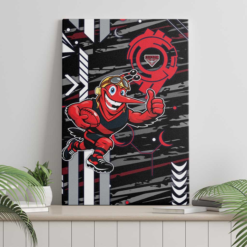 Essendon Football Club Canvas Wall Art Mascot Cartoon Football Illustration Style