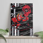 Essendon Football Club Canvas Wall Art Mascot Cartoon Football Illustration Style