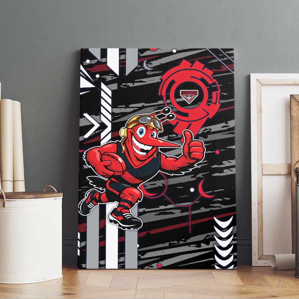 Essendon Football Club Canvas Wall Art Mascot Cartoon Football Illustration Style