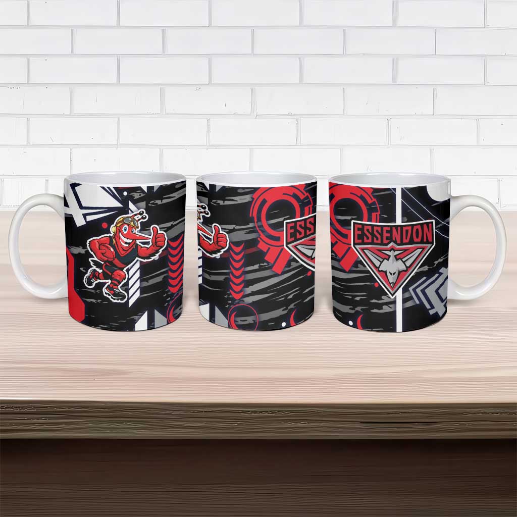 Essendon Football Club Ceramic Mug Mascot Cartoon Football Illustration Style