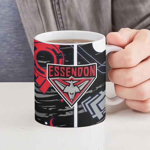 Essendon Football Club Ceramic Mug Mascot Cartoon Football Illustration Style