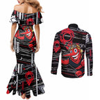 Essendon Football Club Couples Matching Mermaid Dress and Long Sleeve Button Shirt Mascot Cartoon Football Illustration Style