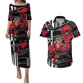 Essendon Football Club Couples Matching Puletasi and Hawaiian Shirt Mascot Cartoon Football Illustration Style