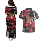 Essendon Football Club Couples Matching Puletasi and Hawaiian Shirt Mascot Cartoon Football Illustration Style