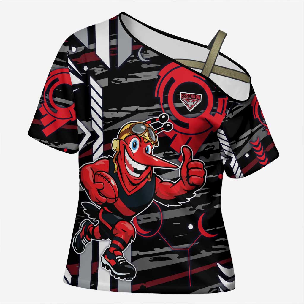 Essendon Football Club Cross Shoulder Shirt Mascot Cartoon Football Illustration Style