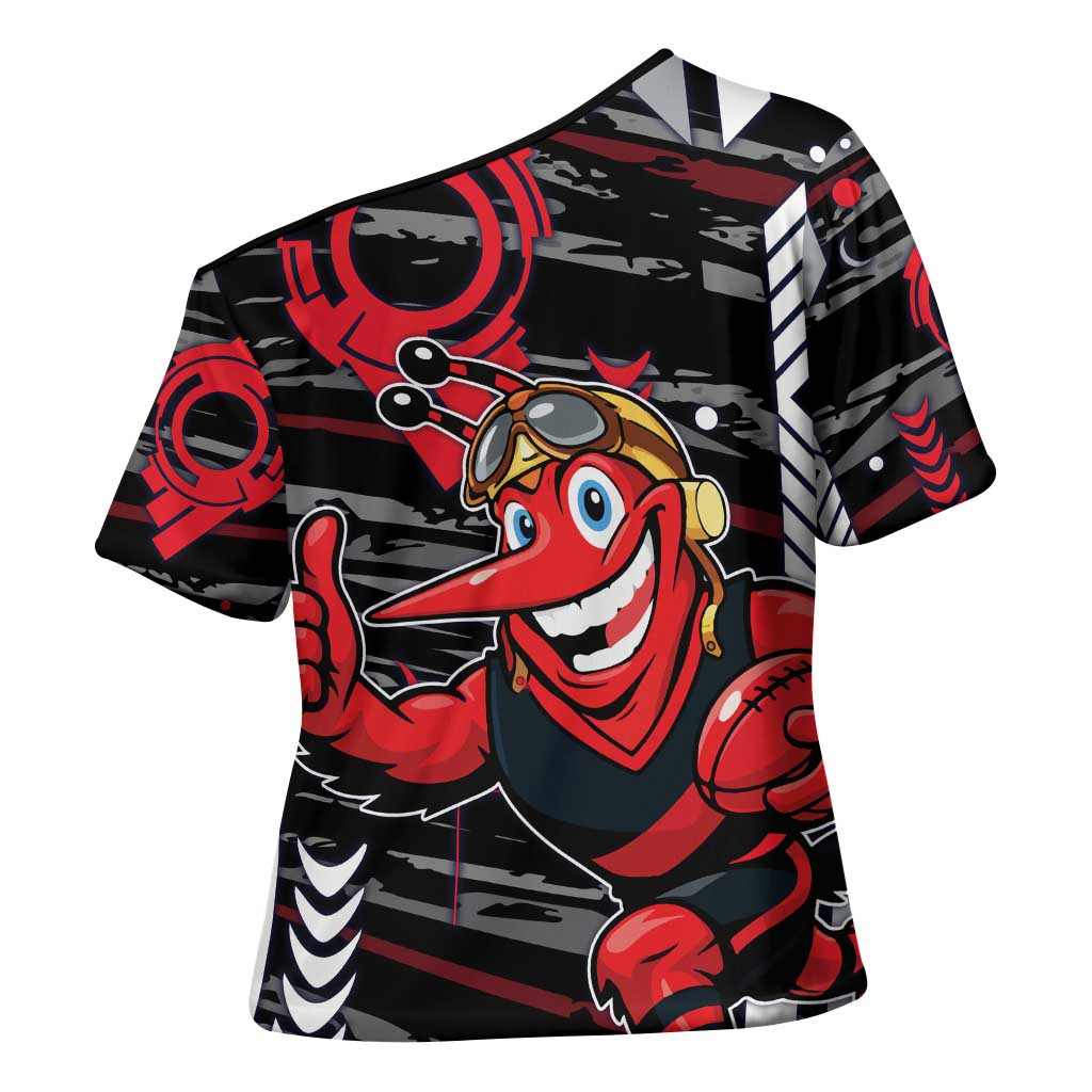 Essendon Football Club Cross Shoulder Shirt Mascot Cartoon Football Illustration Style