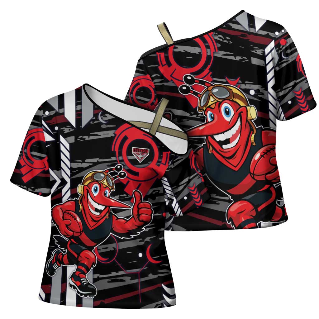 Essendon Football Club Cross Shoulder Shirt Mascot Cartoon Football Illustration Style