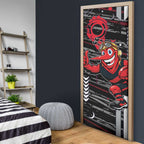 Essendon Football Club Door Cover Mascot Cartoon Football Illustration Style