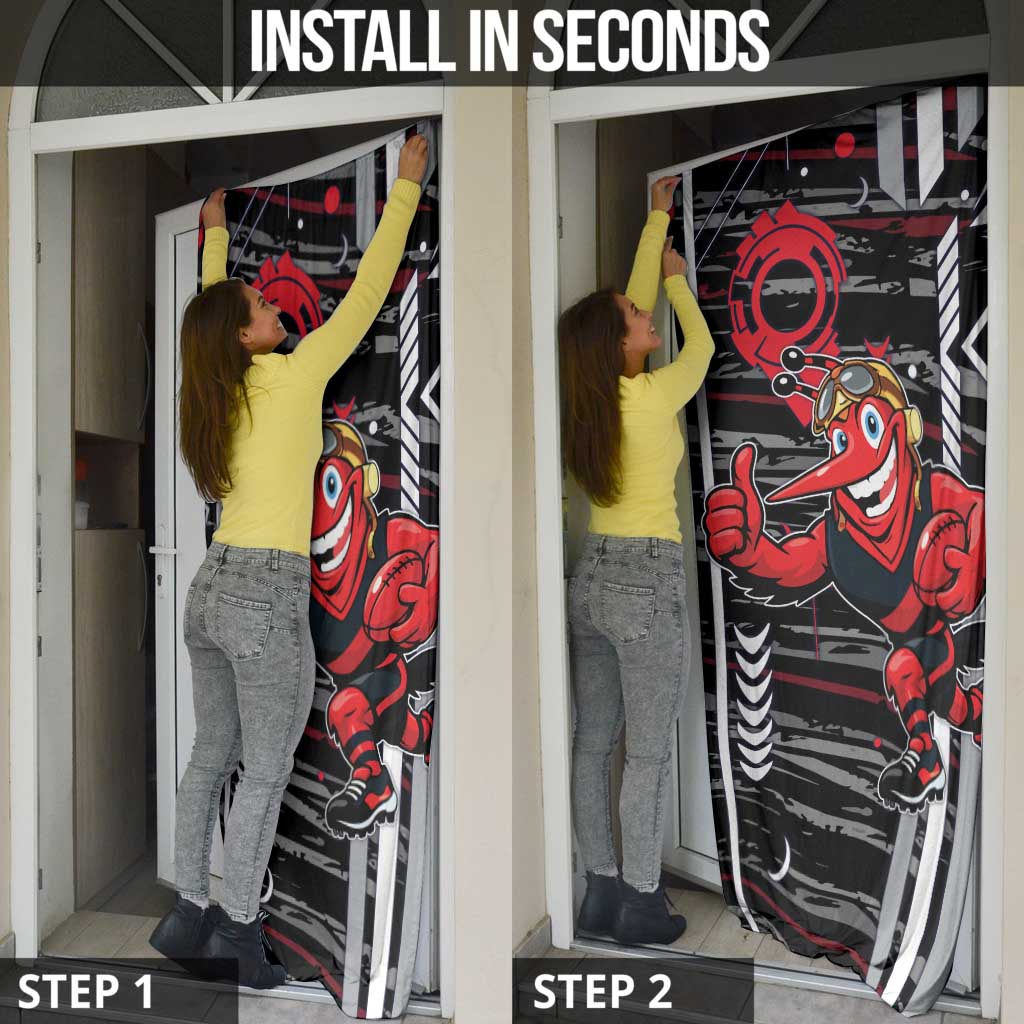 Essendon Football Club Door Cover Mascot Cartoon Football Illustration Style