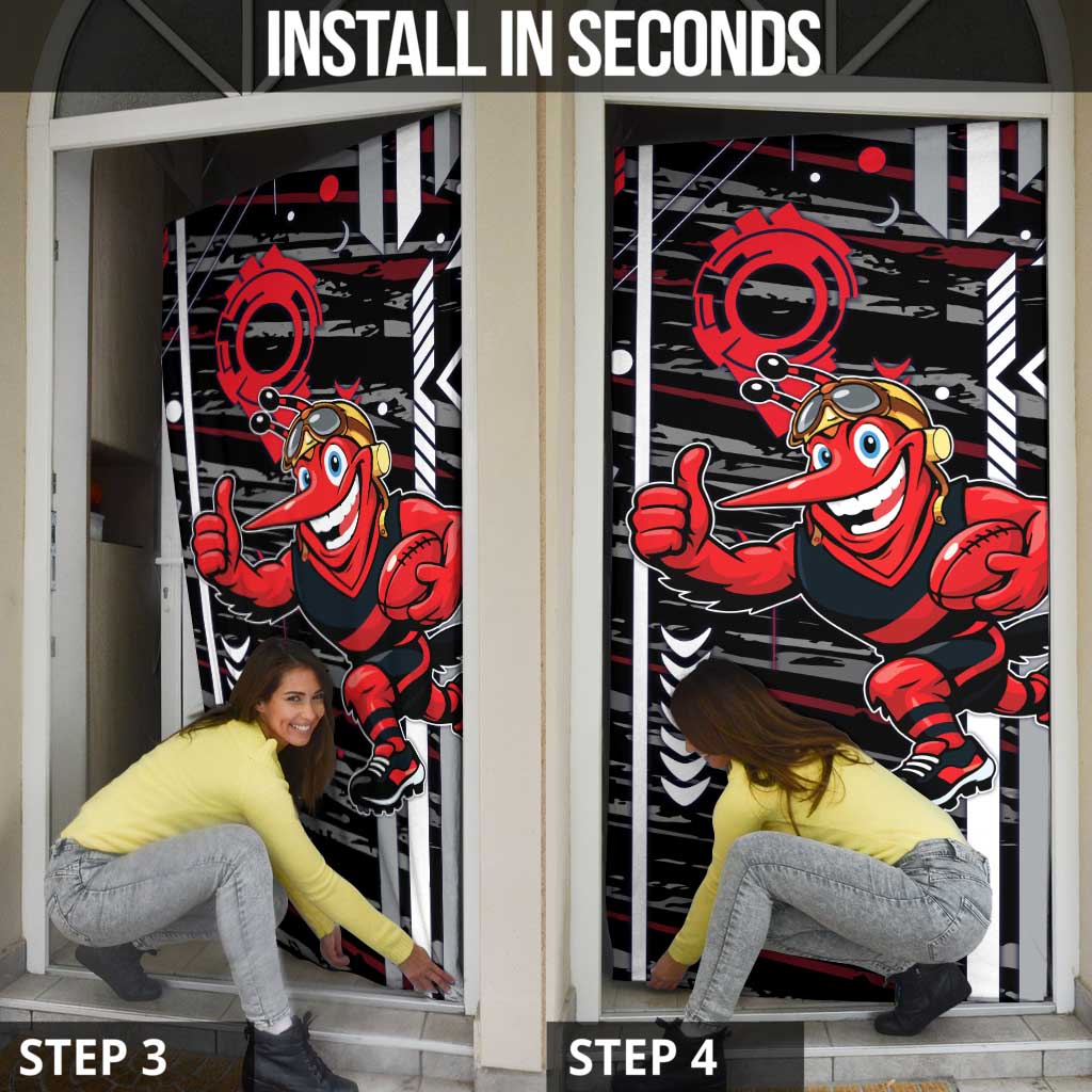 Essendon Football Club Door Cover Mascot Cartoon Football Illustration Style