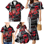 Essendon Football Club Family Matching Mermaid Dress and Hawaiian Shirt Mascot Cartoon Football Illustration Style
