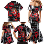Essendon Football Club Family Matching Mermaid Dress and Hawaiian Shirt Mascot Cartoon Football Illustration Style