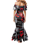 Essendon Football Club Family Matching Mermaid Dress and Hawaiian Shirt Mascot Cartoon Football Illustration Style