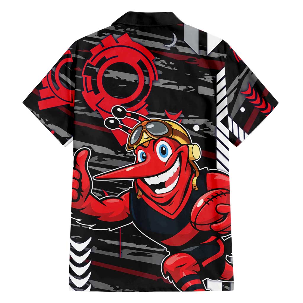 Essendon Football Club Family Matching Off The Shoulder Long Sleeve Dress and Hawaiian Shirt Mascot Cartoon Football Illustration Style