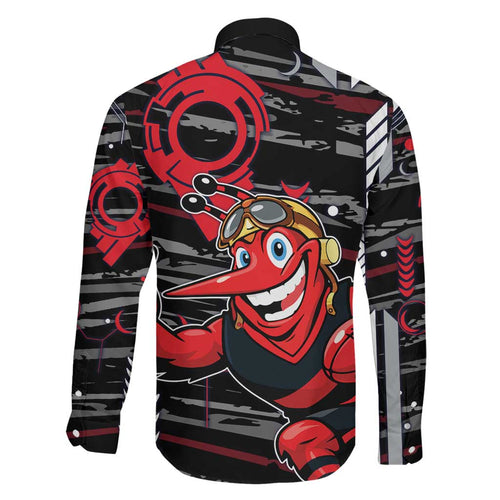 Essendon Football Club Family Matching Off Shoulder Maxi Dress and Hawaiian Shirt Mascot Cartoon Football Illustration Style