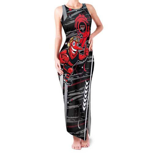 Essendon Football Club Family Matching Tank Maxi Dress and Hawaiian Shirt Mascot Cartoon Football Illustration Style