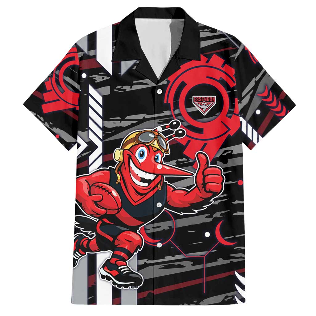 Essendon Football Club Hawaiian Shirt Mascot Cartoon Football Illustration Style