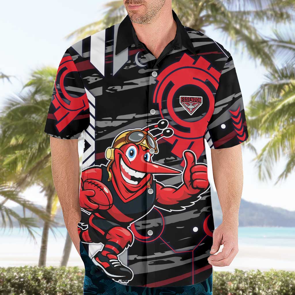 Essendon Football Club Hawaiian Shirt Mascot Cartoon Football Illustration Style