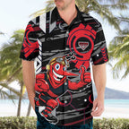 Essendon Football Club Hawaiian Shirt Mascot Cartoon Football Illustration Style