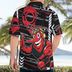 Essendon Football Club Hawaiian Shirt Mascot Cartoon Football Illustration Style
