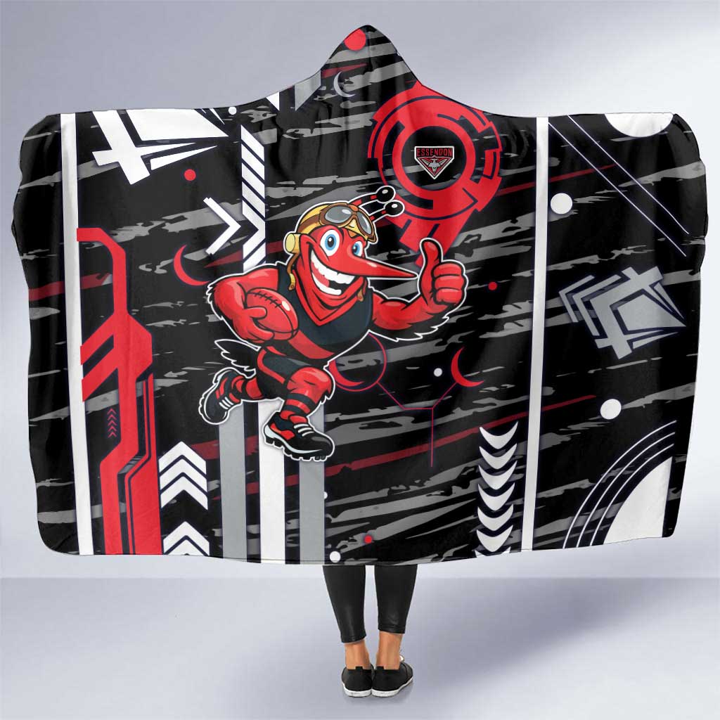Essendon Football Club Hooded Blanket Mascot Cartoon Football Illustration Style