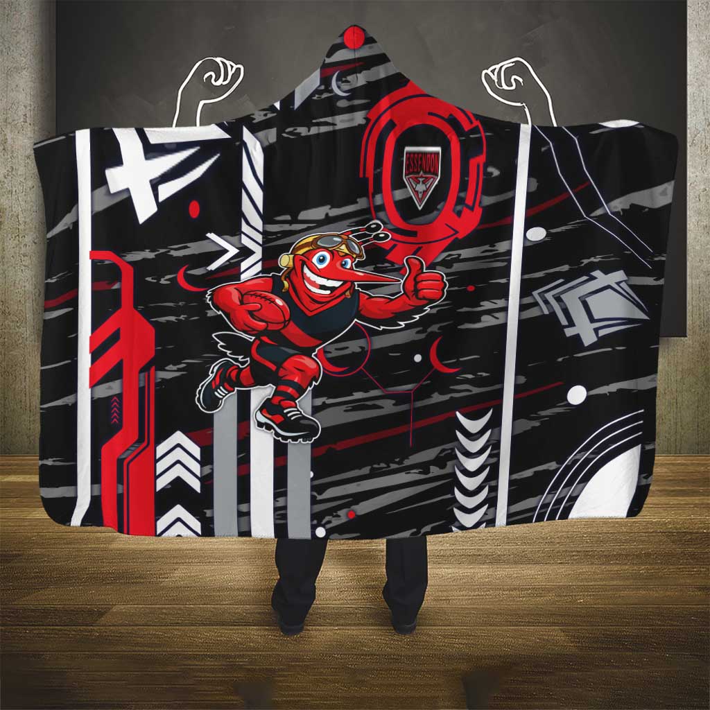 Essendon Football Club Hooded Blanket Mascot Cartoon Football Illustration Style