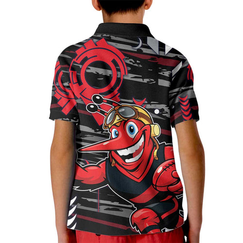 Essendon Football Club Kid Polo Shirt Mascot Cartoon Football Illustration Style