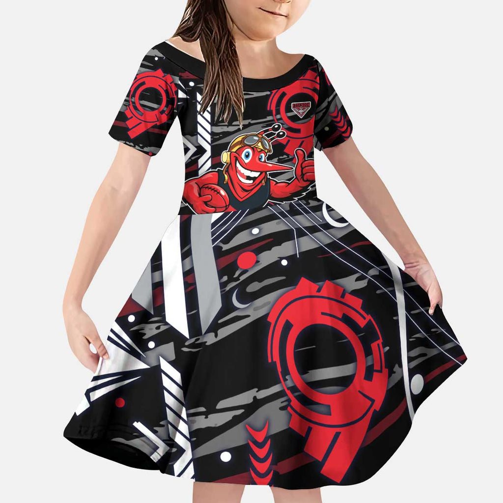 Essendon Football Club Kid Short Sleeve Dress Mascot Cartoon Football Illustration Style