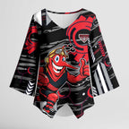 Essendon Football Club Kimono Sleeve Blouse Mascot Cartoon Football Illustration Style