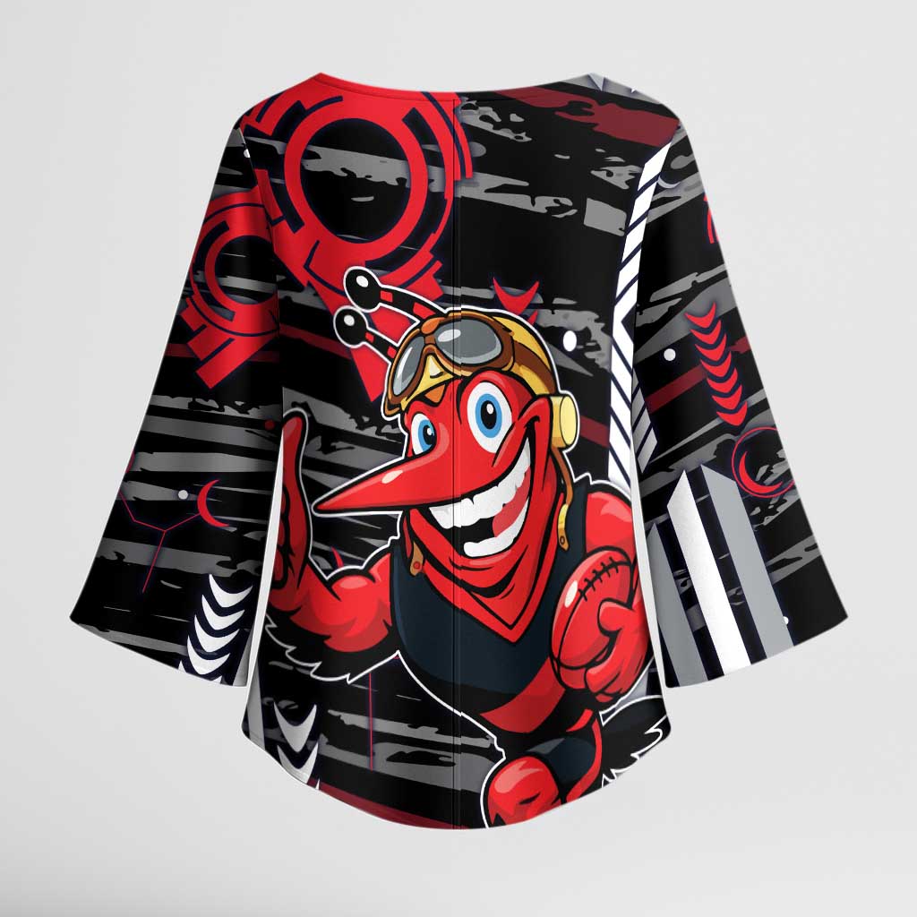 Essendon Football Club Kimono Sleeve Blouse Mascot Cartoon Football Illustration Style