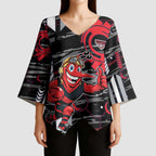Essendon Football Club Kimono Sleeve Blouse Mascot Cartoon Football Illustration Style