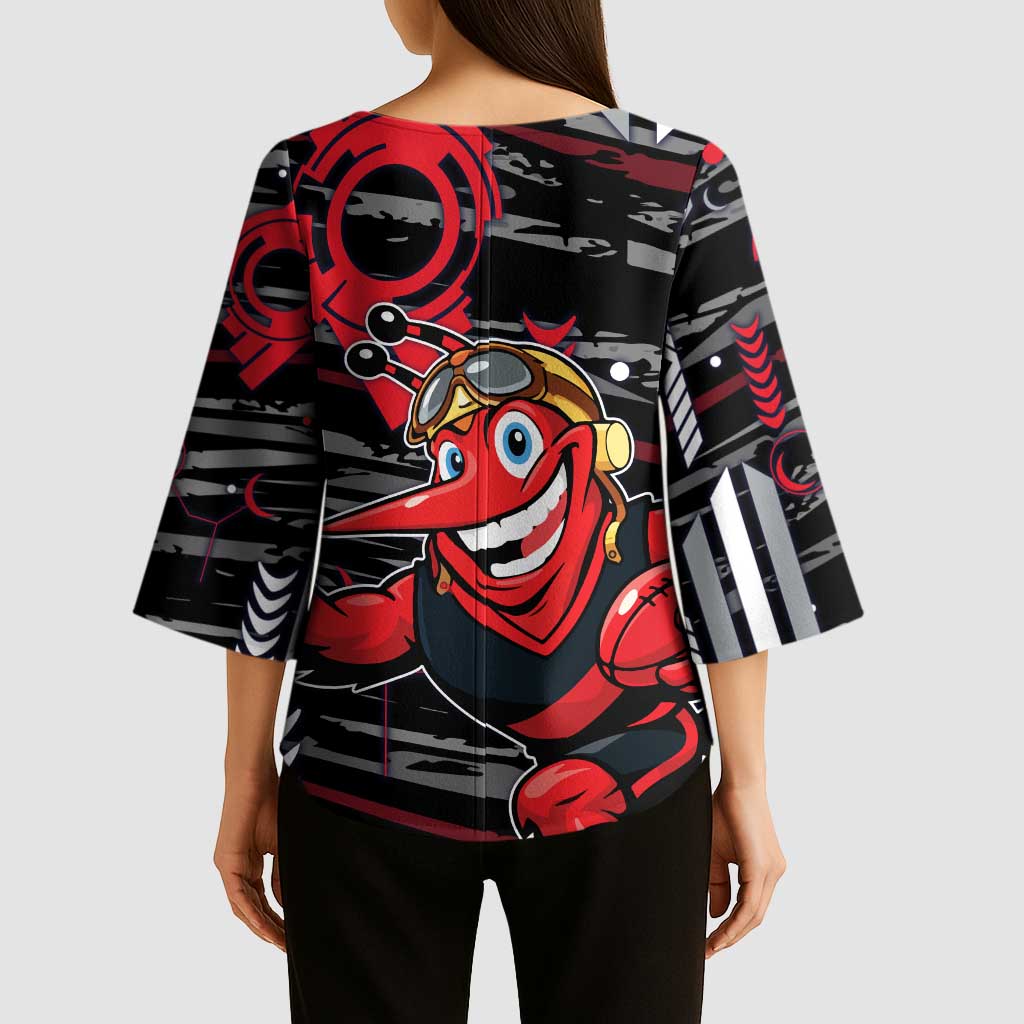 Essendon Football Club Kimono Sleeve Blouse Mascot Cartoon Football Illustration Style