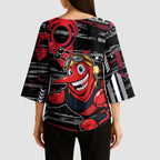 Essendon Football Club Kimono Sleeve Blouse Mascot Cartoon Football Illustration Style