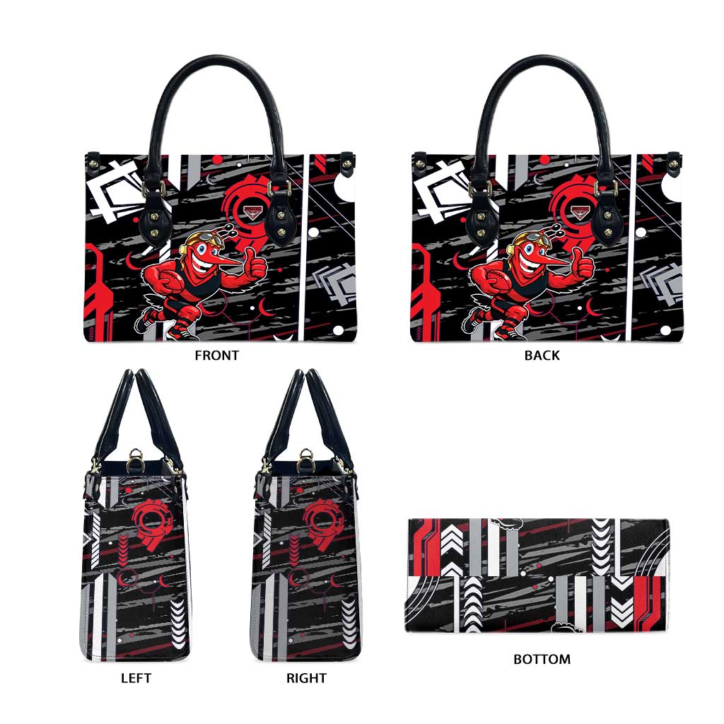 Essendon Football Club Leather Bag Mascot Cartoon Football Illustration Style