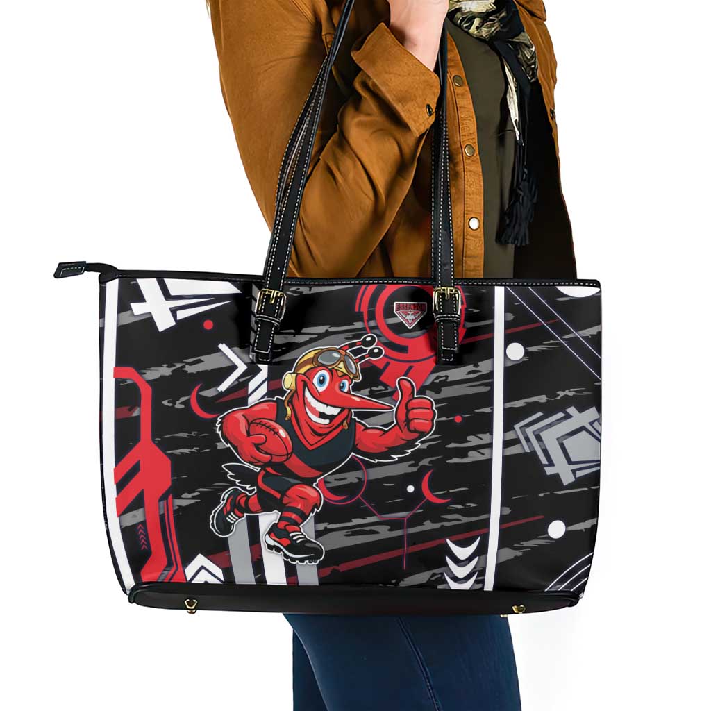 Essendon Football Club Leather Tote Bag Mascot Cartoon Football Illustration Style