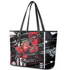 Essendon Football Club Leather Tote Bag Mascot Cartoon Football Illustration Style