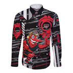 Essendon Football Club Long Sleeve Button Shirt Mascot Cartoon Football Illustration Style