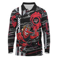 Essendon Football Club Long Sleeve Polo Shirt Mascot Cartoon Football Illustration Style