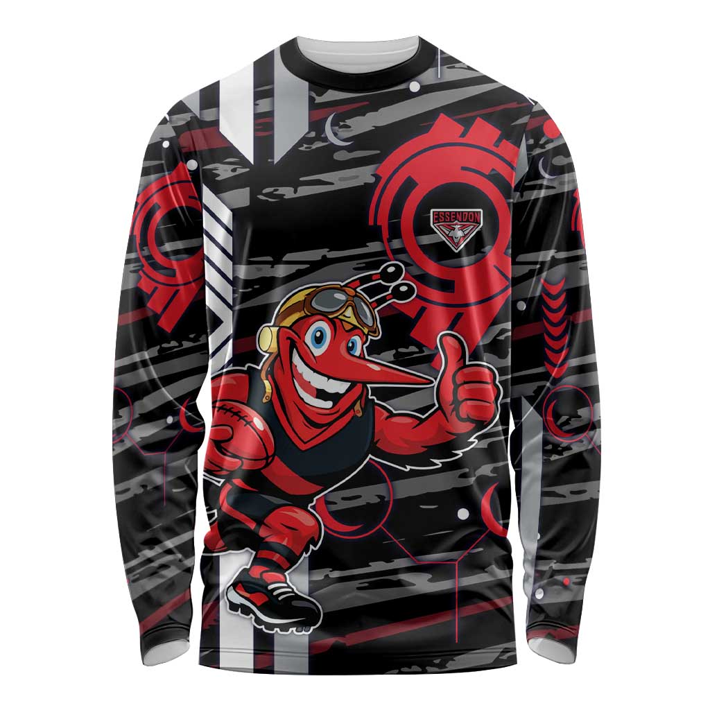 Essendon Football Club Long Sleeve Shirt Mascot Cartoon Football Illustration Style