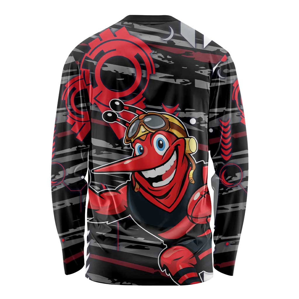 Essendon Football Club Long Sleeve Shirt Mascot Cartoon Football Illustration Style