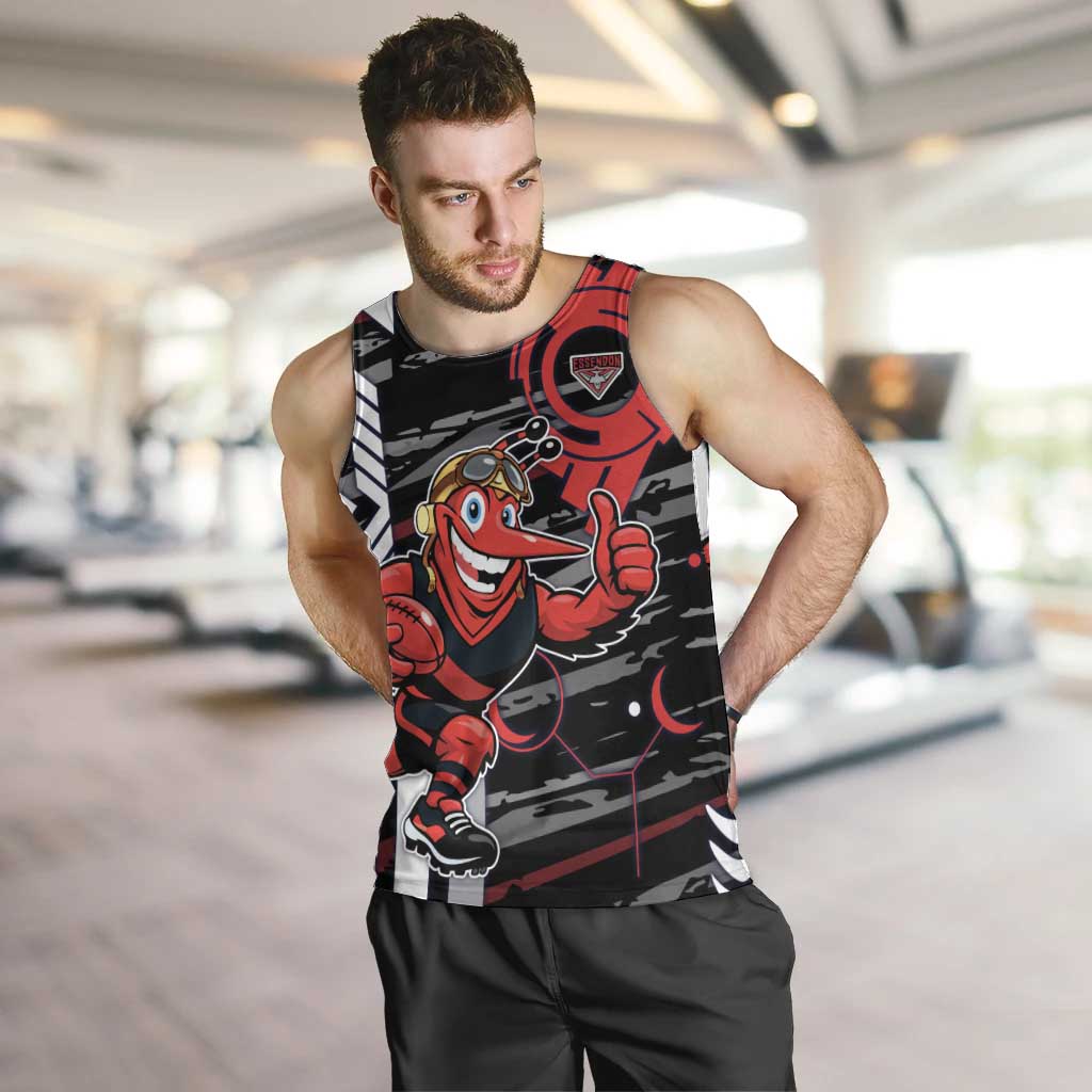 Essendon Football Club Men Tank Top Mascot Cartoon Football Illustration Style
