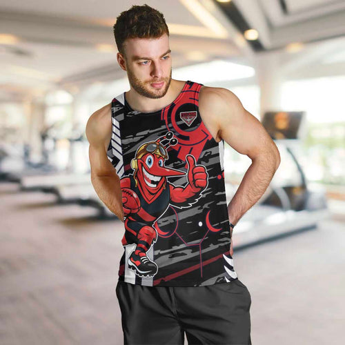 Essendon Football Club Men Tank Top Mascot Cartoon Football Illustration Style