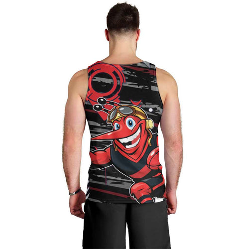 Essendon Football Club Men Tank Top Mascot Cartoon Football Illustration Style