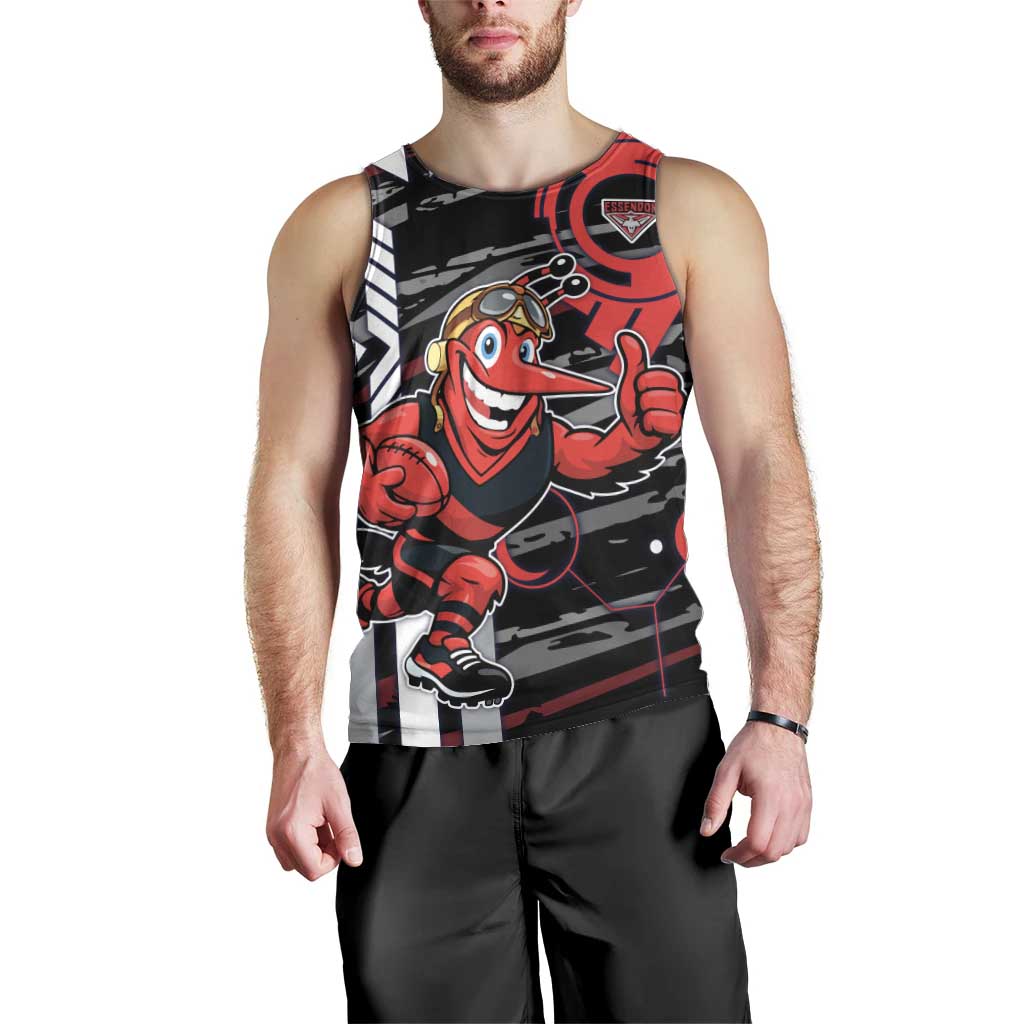 Essendon Football Club Men Tank Top Mascot Cartoon Football Illustration Style